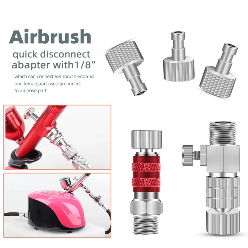 Air Brush Quick Release Coupling Adapter Airbrush Adjustment Control Valve  Quick Disconnect Fit 1/8Tool