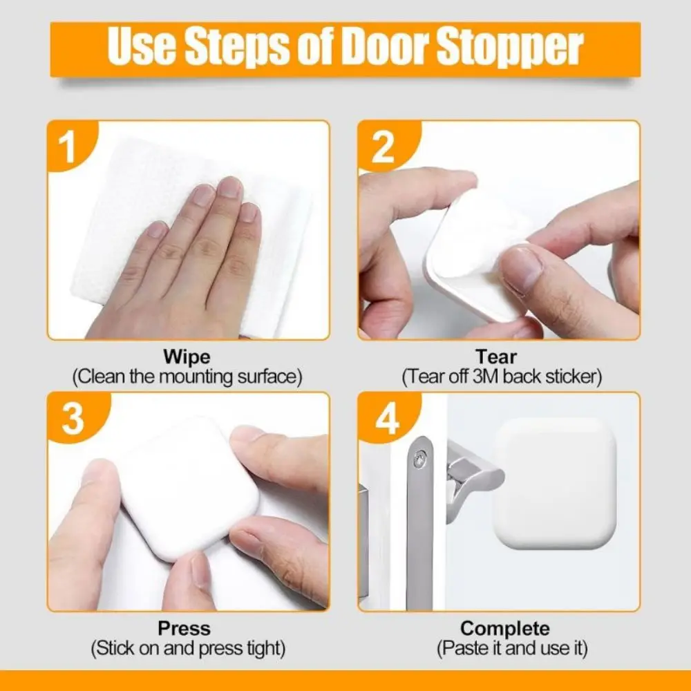 Rubber Door Stoppers 4pcs Door Stoppers Wall Protector Buffer Guard Doorknob Door Handle Bumper Self Adhesive Soft Rubber Crash Pad For Home