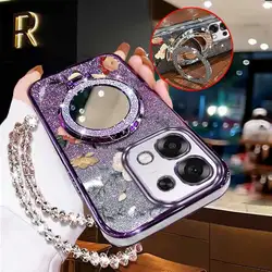 3 - Piece Small Flower Bud Phone Case Set with Lanyard and Stand for OPPO A6x (PURPLE)