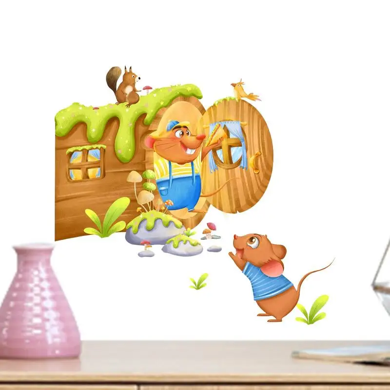 

Mouse Hole Wall Sticker 3D Wall Sticker Realistic Hole Wall Mouse In A Hole Wall Decal Self Adhesive Fun Art Animal Stickers