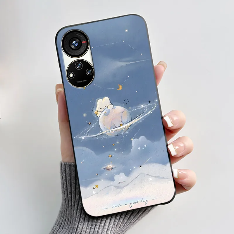 Cute Cartoon Soft Silicone Protective Phone Case - Black