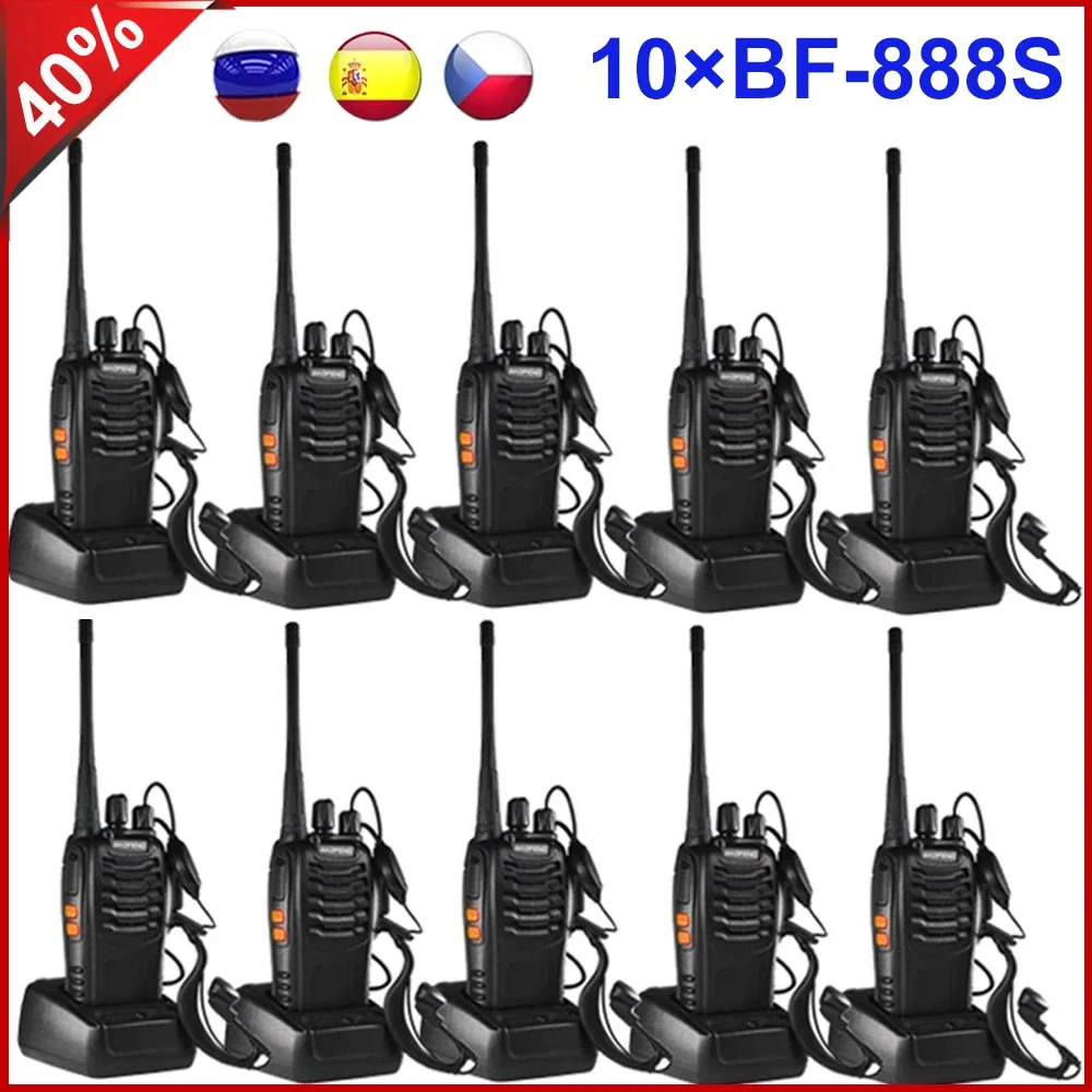 10 pz/lotto originale Baofeng BF-888S Walkie-Talkie Set Radio bidirezionale BF 888s UHF 400-470MHz 16CH ricetrasmettitore Radio Walkie-talkie