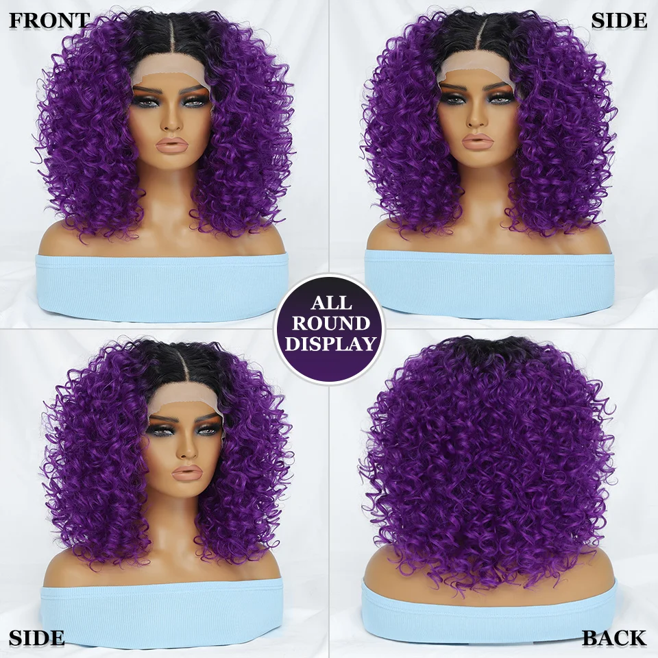 Short Afro Kinky Curly Wig Synthetic Lace Front Wigs For Women Black Glueless Blonde Orange Female Heat Resistant Natural Hair