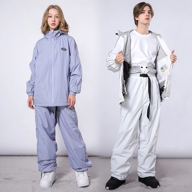 

2023 Winter New Ski Suit Women Men Outdoor Sports Snowboard Jacket Overalls Hooded Ski Set Windproof Waterproof Snow Pant Warmth