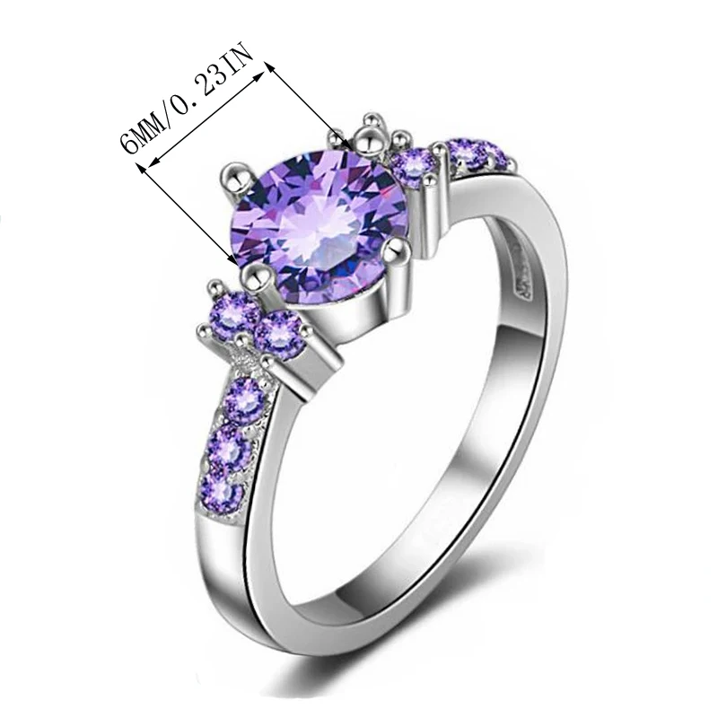 YANHUI Wedding Rings For Women Pure White Gold Color Original Tibetan Silver Simulated Amethyst Gift Jewelry