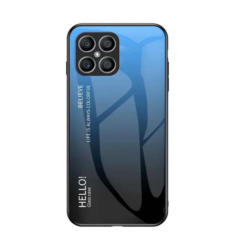 Gradient Tempered Glass Back Cover with Soft TPU Bumper - Hard Case