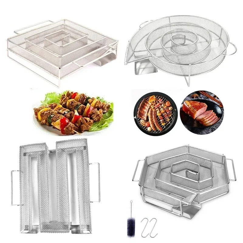 Cold Smoke Generator for Bbq Grill Wood Dust Hot and Cold Smoking Salmon Meat Burn Cooking Stainless Bbq Tools smoker accessories