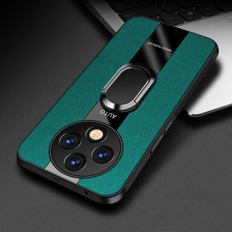 Luxury Leather Ring Magnetic Shockproof Bumper Case - Racing Style Cover