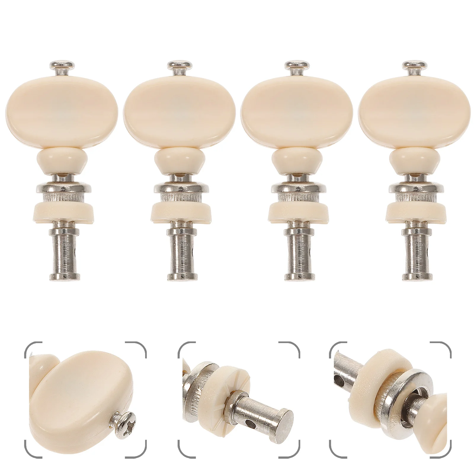 

String Tuning Pegs Keys Tuners Machine Head Pin Set For Ukulele Friction Tuners Parts White With Plastic Button Tuning Peg