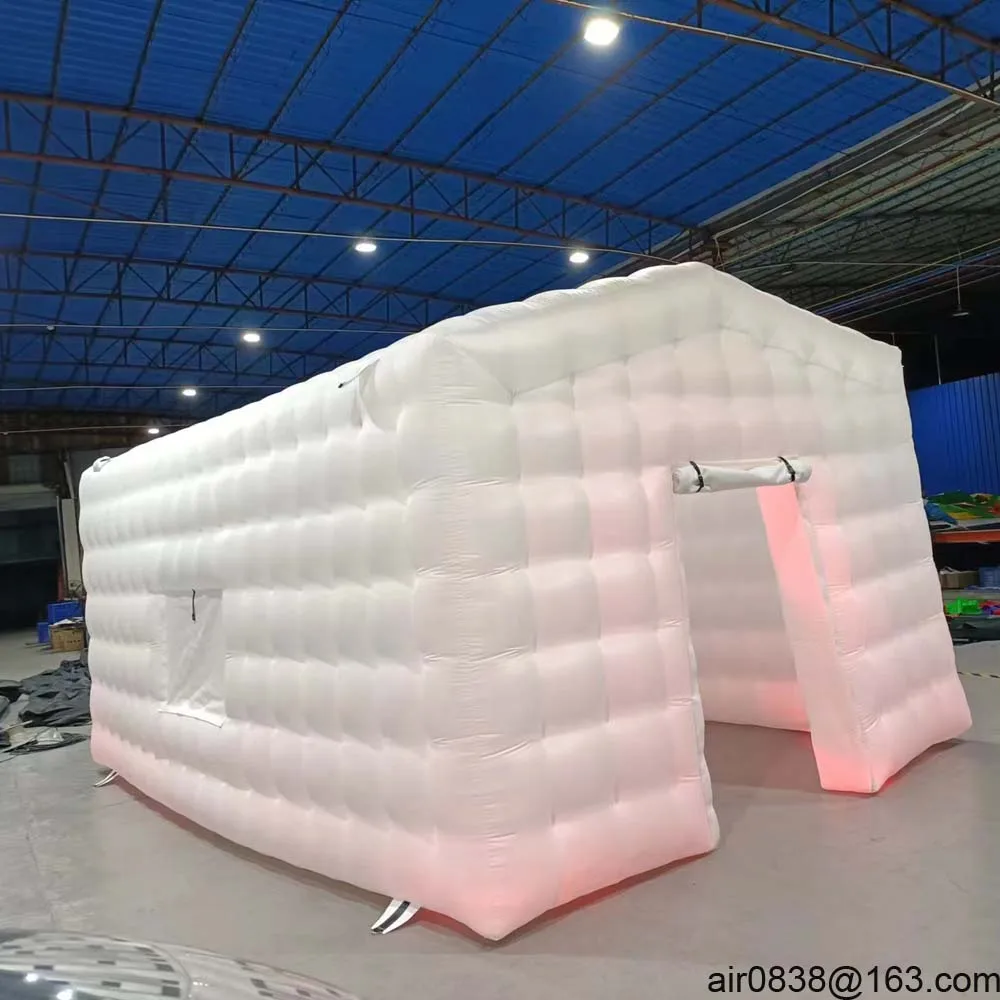 White Black Inflatable Nightclub Tent With Windows Lighting Night Club Cube Disco Music Bar Tent Wedding Photo Booth For Event 4