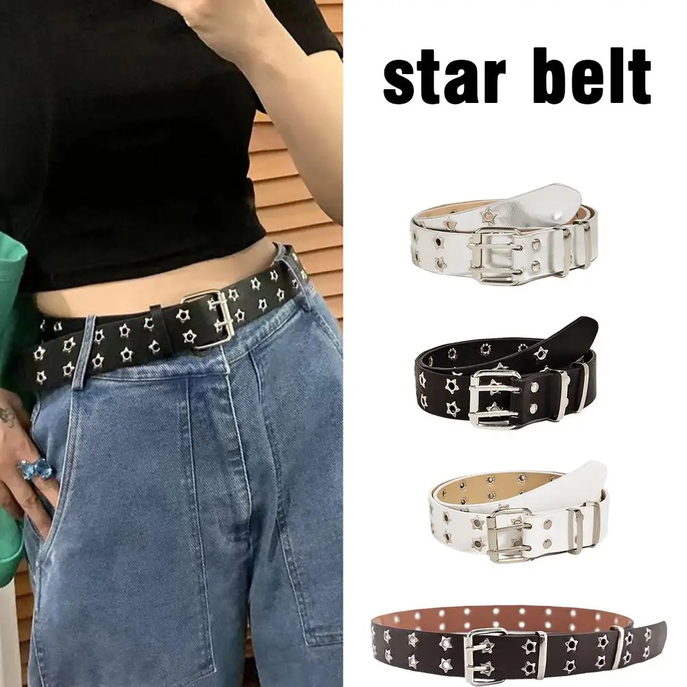 

Punk Star Double-breasted Belt Y2K Babes Fashion All-match Versatile High Jeans Adjustable Skirt Decorative Quality Belt H9Q6