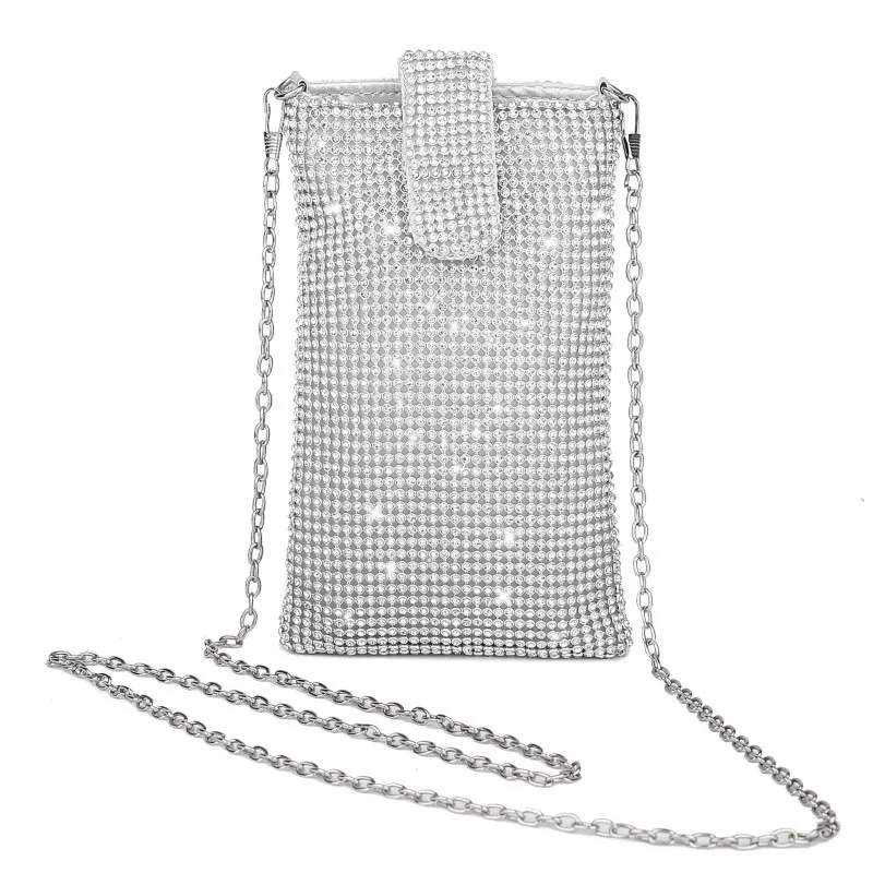 thumbnail image 1 of Bolso para teléfono móvil de mujer, diseño lujoso, bolso de noche con diamantes falsos, bolso cruzado para fiesta y billetera, tendencia de moda 2024, mini bolso pequeño, 1 of 5