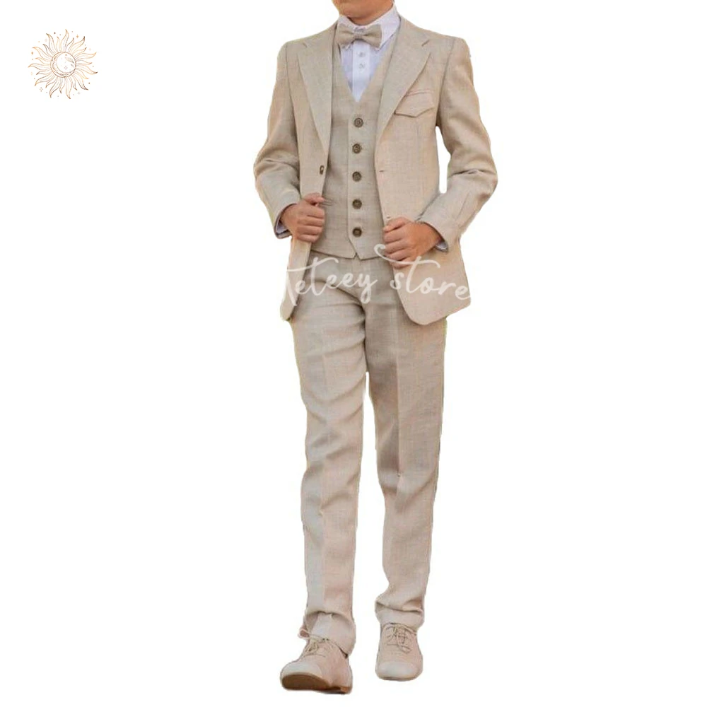 Tuxedo Boys Slim Fit 3 Piece Solid Color Suits Formal Wedding Groomsmen Prom