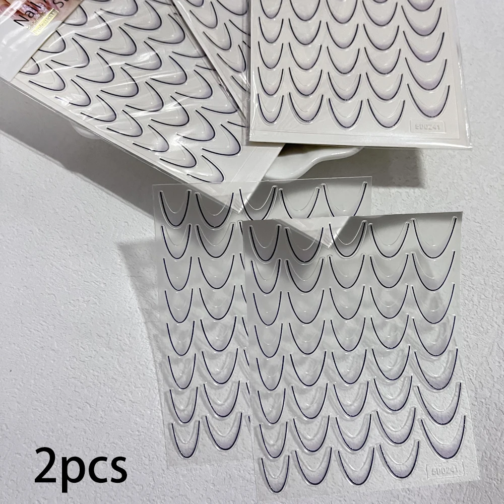 French Gradient Nail Sticker 3D - Crescent Design Nail Decal & Manicure Guide