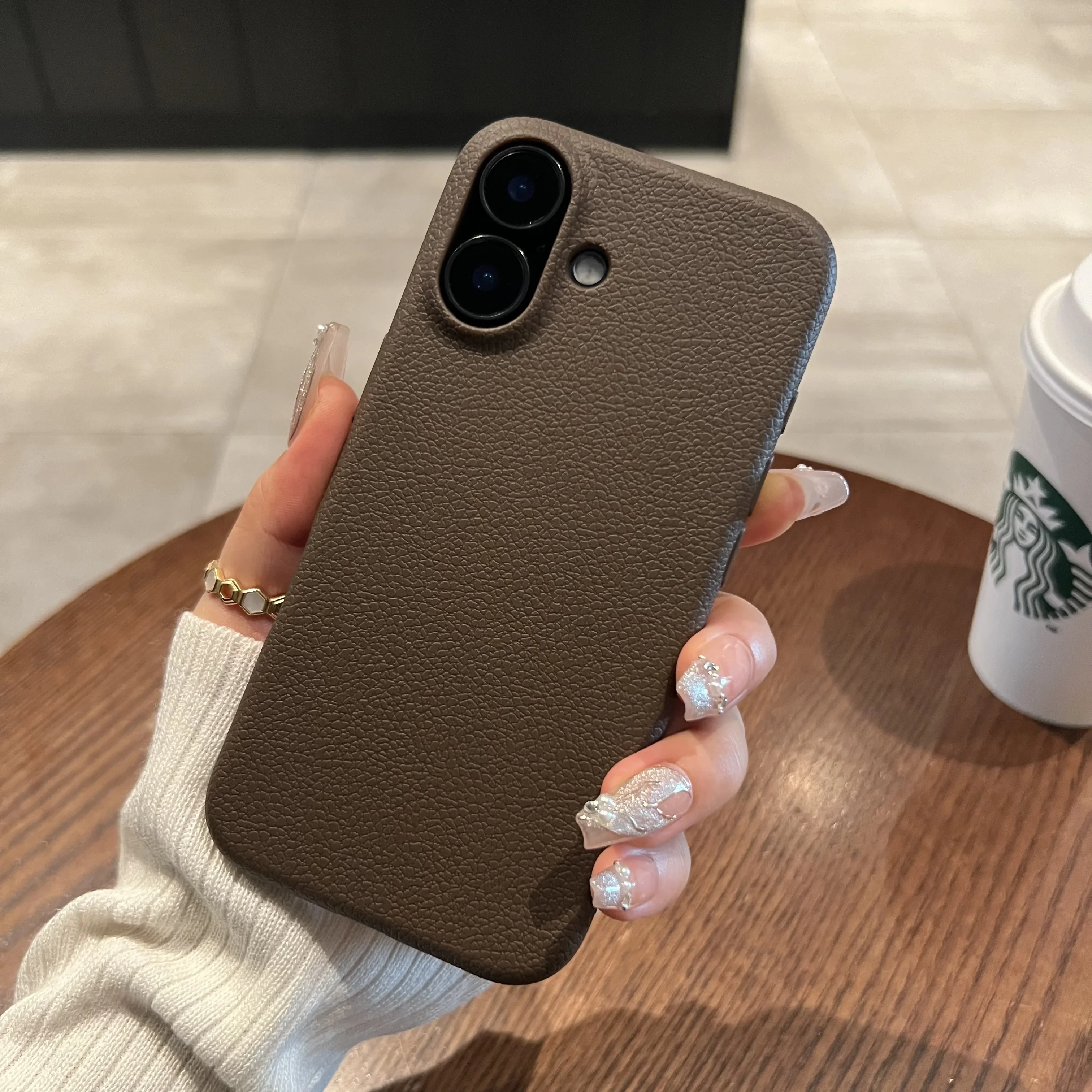 Elegant Leather Texture Shockproof Silicone Case with Lichee Pattern