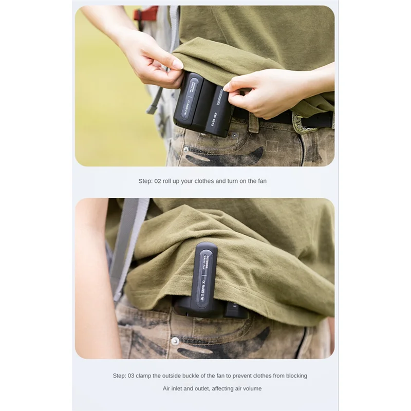 USB Portable Personal Hanging Waist Fan 4500MAh Recharge Wearable Electric Fan Outdoor Sports Air Conditioner Fan-B HOT