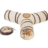 Foldable Easy-to-Store All-in-One Cat Play Tunnel - Striped Interactive Toy for Fun and Exploration Kitten Toy Cat Play Tunnels 2