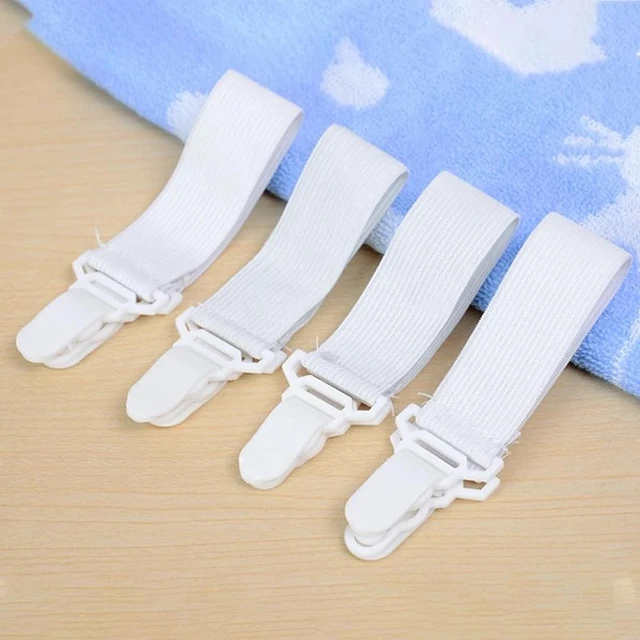 4Pcs Ágynemű Rögzítőelemek Kipevékek Állítható Rugalmas Harisnyatartók Megfogó Tartó Hevedereklemez -Klip Ágylapok Matrac Burkolatok