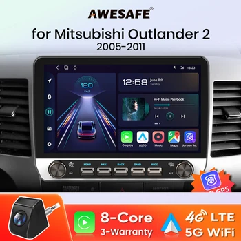 AWESAFE Radio de coche para Mitsubishi Outlander xl 2 2005-2011 Citroen c-crosser inalámbrico Carplay Android Auto botones estéreo GPS 4G 1