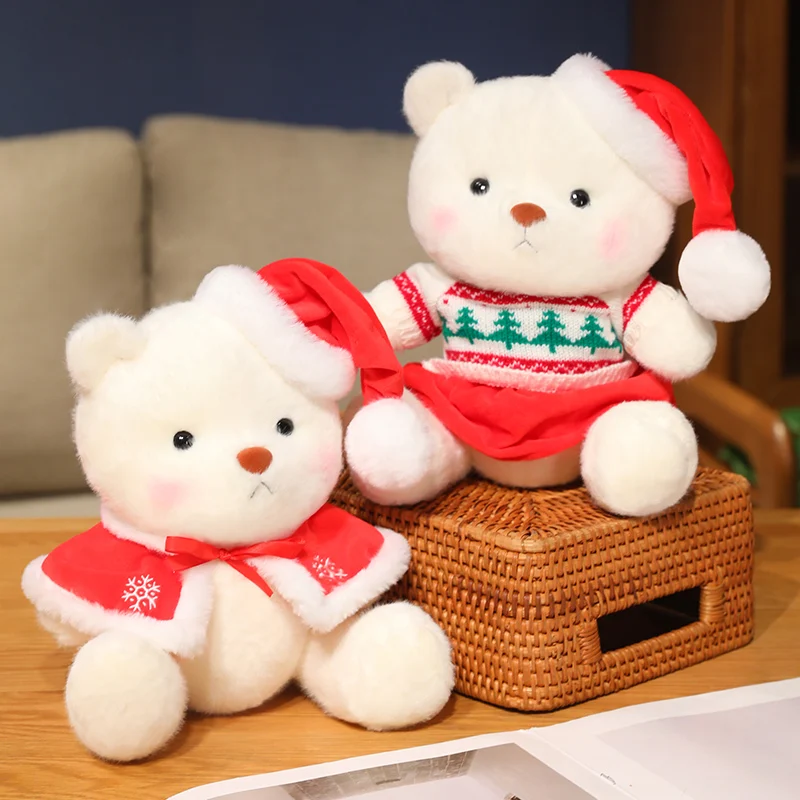 ZU New Year Christmas Gift Christmas Tree Plush Pillow Cute Xmas Teddy Bear Toy Santa Claus Elk Plushies Doll Party Decor 6