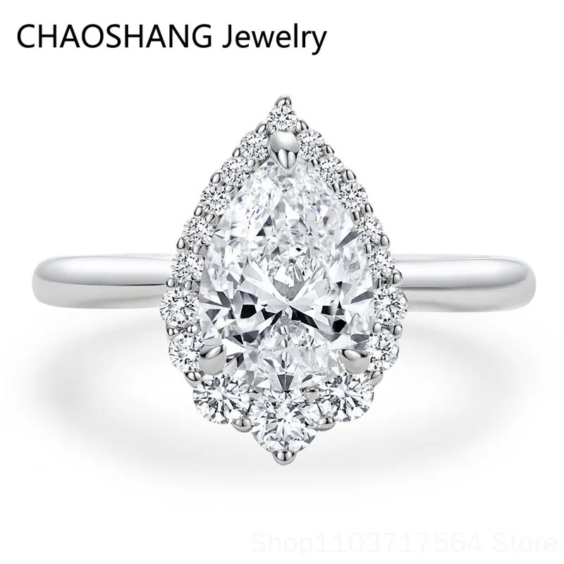 2 carat Pear Shaped Moissanite Engagement Ring For Women Genuine 925 Sterling Silver Created Diamond Wedding Promise Gift