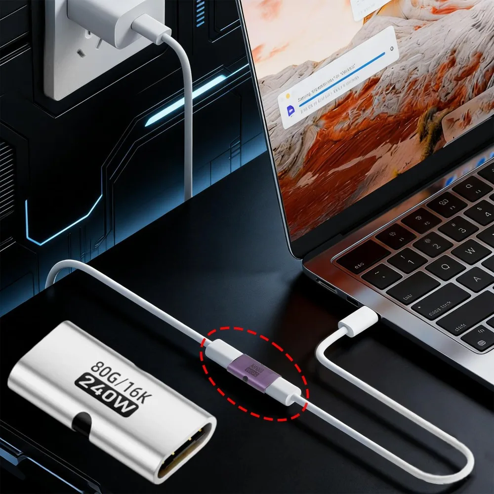 1-10개 240W PD 80Gbps 고속 USB C 여성-여성 어댑터 16K 60Hz 비디오 맥북 프로 에어 아이패드 타입-C 허브 컨버터