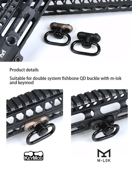 Keymod & M-Lok Quick Release Sling Mount - Push Button QD Sling Swivel Adapter