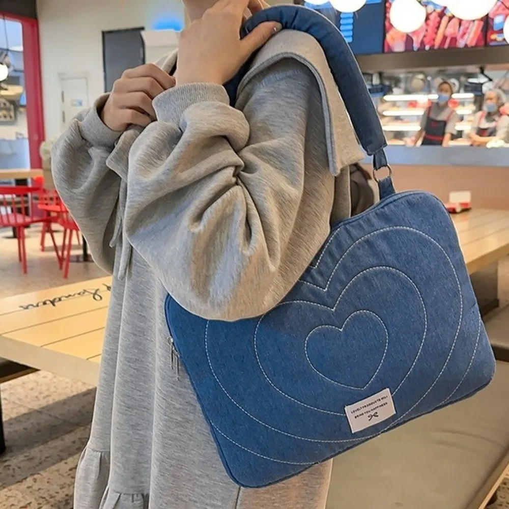 Borsa per Computer Portatile alla Moda da 14 Pollici, Custodia Antiurto per Laptop con Fiocco Ricamato, Borsa Morbida per Computer per il Pendolarismo Quotidiano - immagine 5