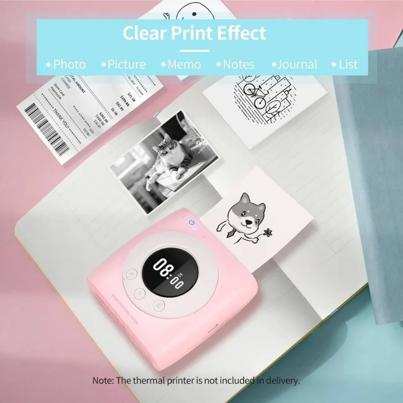 5 Rolls Thermal Paper White Sticky Paper BPA Free 57x30mm for PeriPage PAPERANG Poooli Phomemo Pocket Thermal Printer