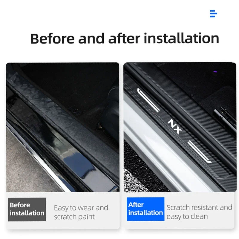 Carbon Fiber Car Door Sill Scuff Plate For Lexus NX Logo Auto Trunk Guards Protective Trim Anti-scratch Door Panel Accessories