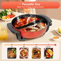 Casserole électrique 1360W à double saveur, avec niveaux de réglage, revêtement antiadhésif, couvercle en verre, pour 3-4 personnes 1
