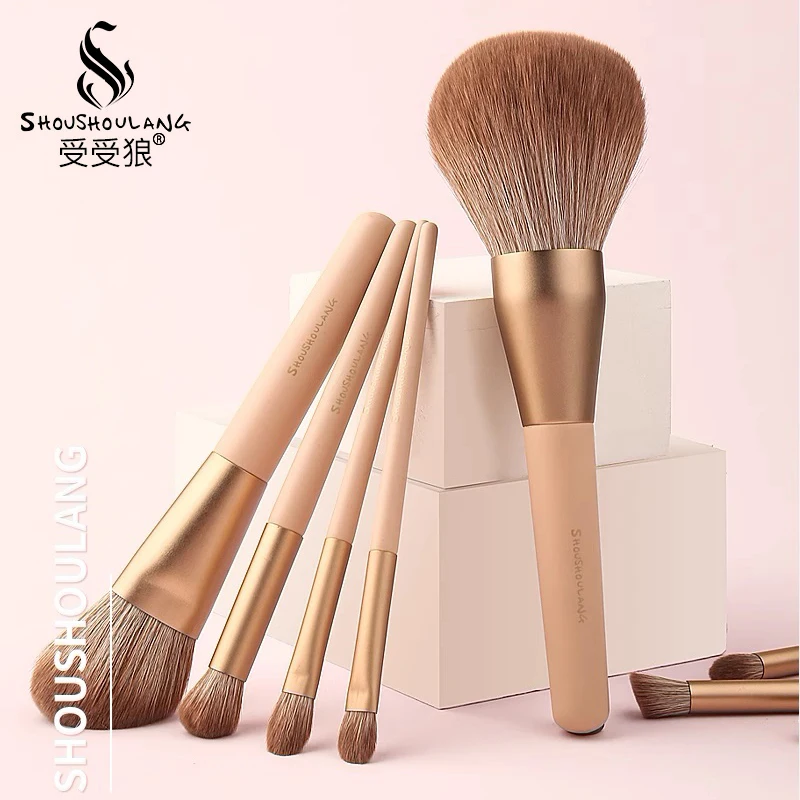 Shoushoulang Professional Make Up Brush Set 12pcs Face Powder Blush Eye Shadow Brush Soft Synthetic Fiber Makeup Brush Kit 4