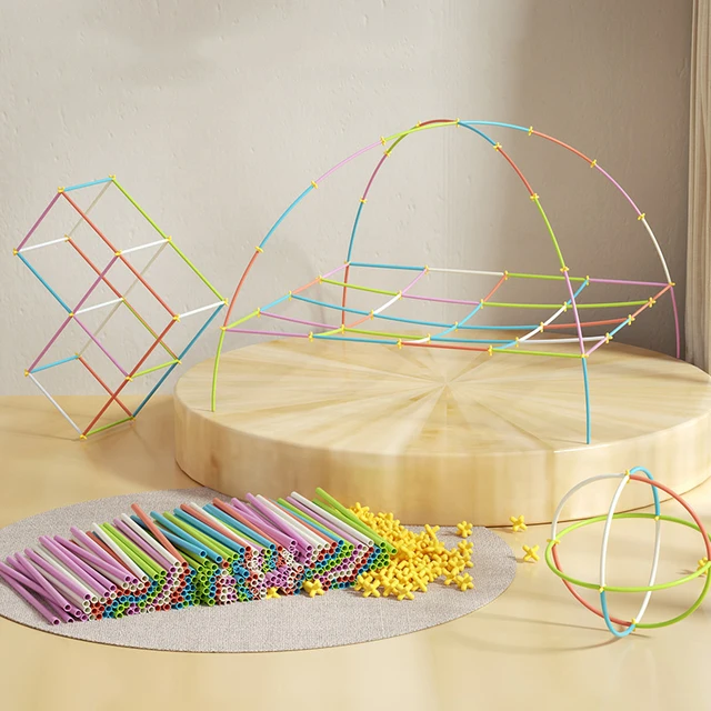 800PCS Children Straw Constructor Toys STEM Building Blocks Toddlers Interlocking Engineering Construction Toy Set 2