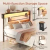 Bestier Queen Size Bed Frame with 49.2" High LED Storage Headboard Shelf, Metal Platform Bed, Black 3