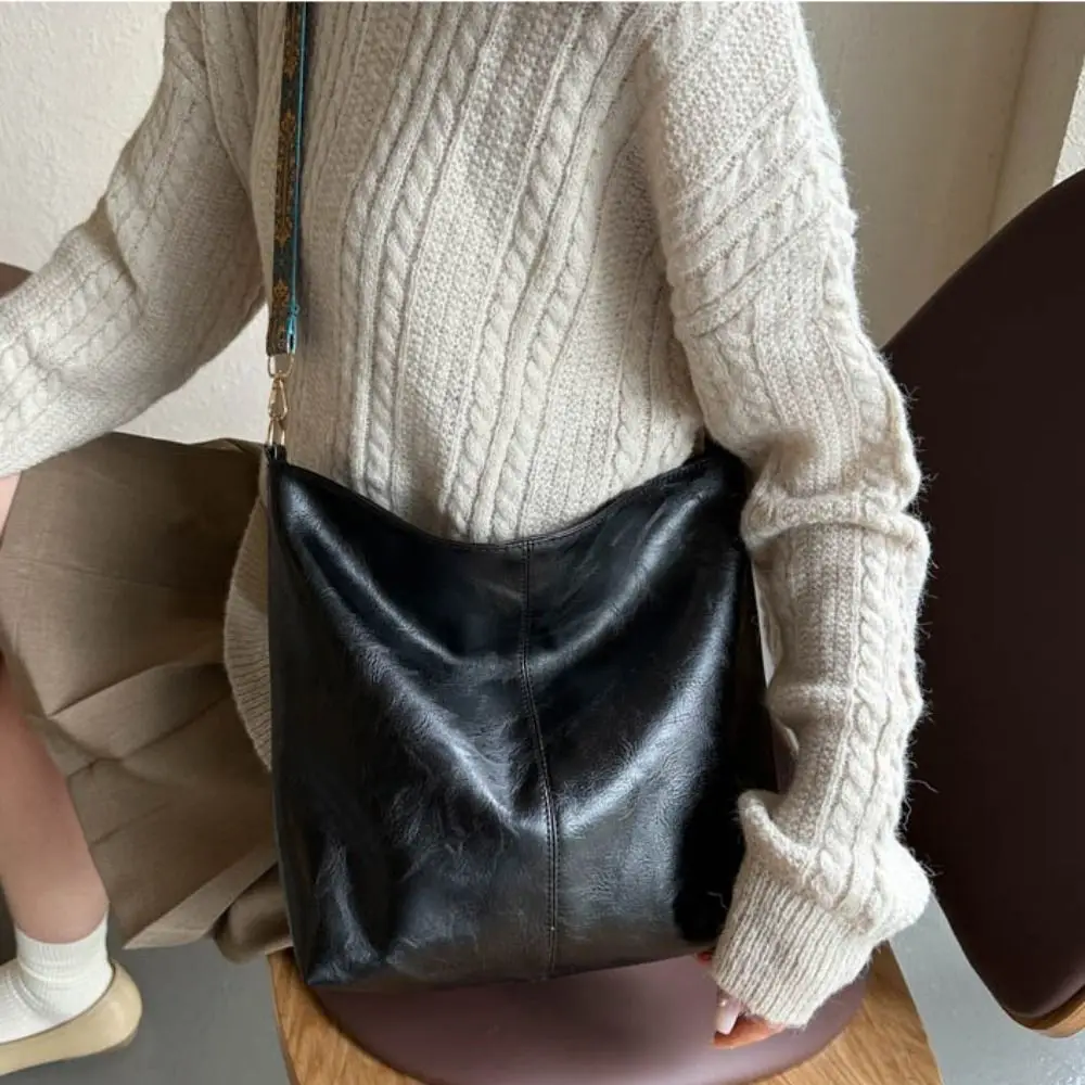 Shoulder Bag Women Large Capacity New Fashion Retro Versatile Broadband Crossbody Tote Geometric Strap Hobo