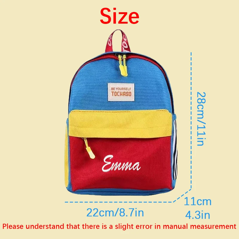 Zaino Casual alla Moda con Ricamo Personalizzato, Nuovo Modello, Design Color Block Dopamina, Cartone Animato Carino - immagine 3