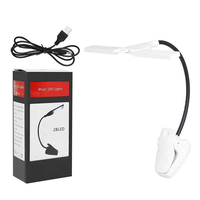 

1 Set Rechargeable Book Light Reading Music Light White Daylight Flexible Night Reading Lamp In Bed