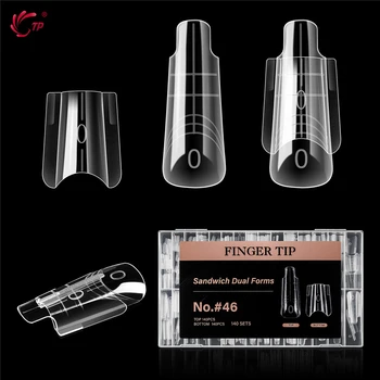 TP 140pcs/280pcs Sandwich Dual Form Mold Full Cover Nail Acrylic Extension Poly Nail Gel Molds Reusable Manicure Tools 1