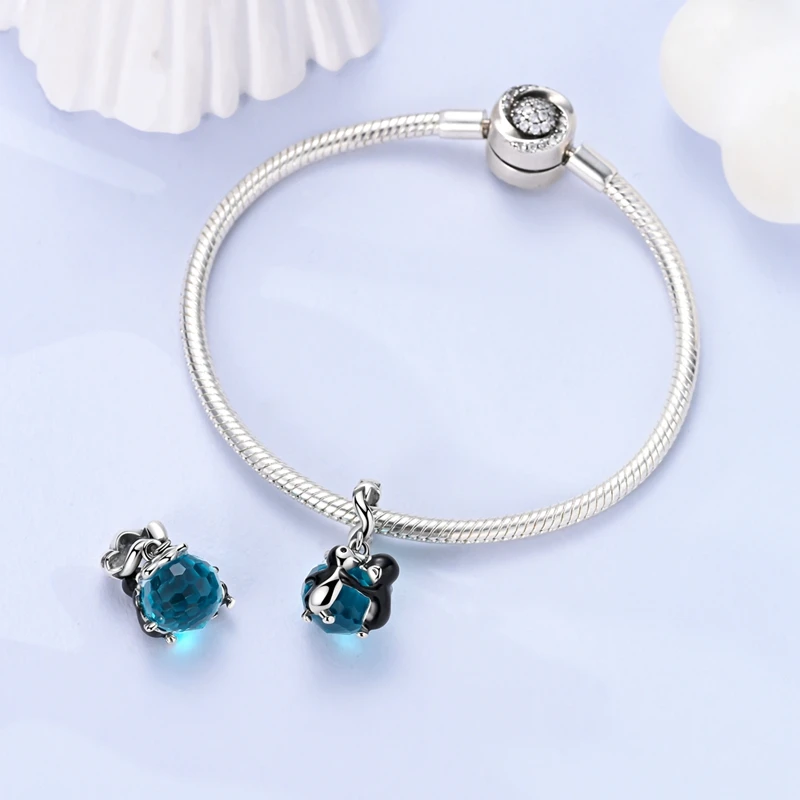 925 Sterling Silver Galaxy Star & Moon Murano Charm Fit Original Bracelet Lucky Clover Charm DIY Necklace Jewelry silver charm jewelry