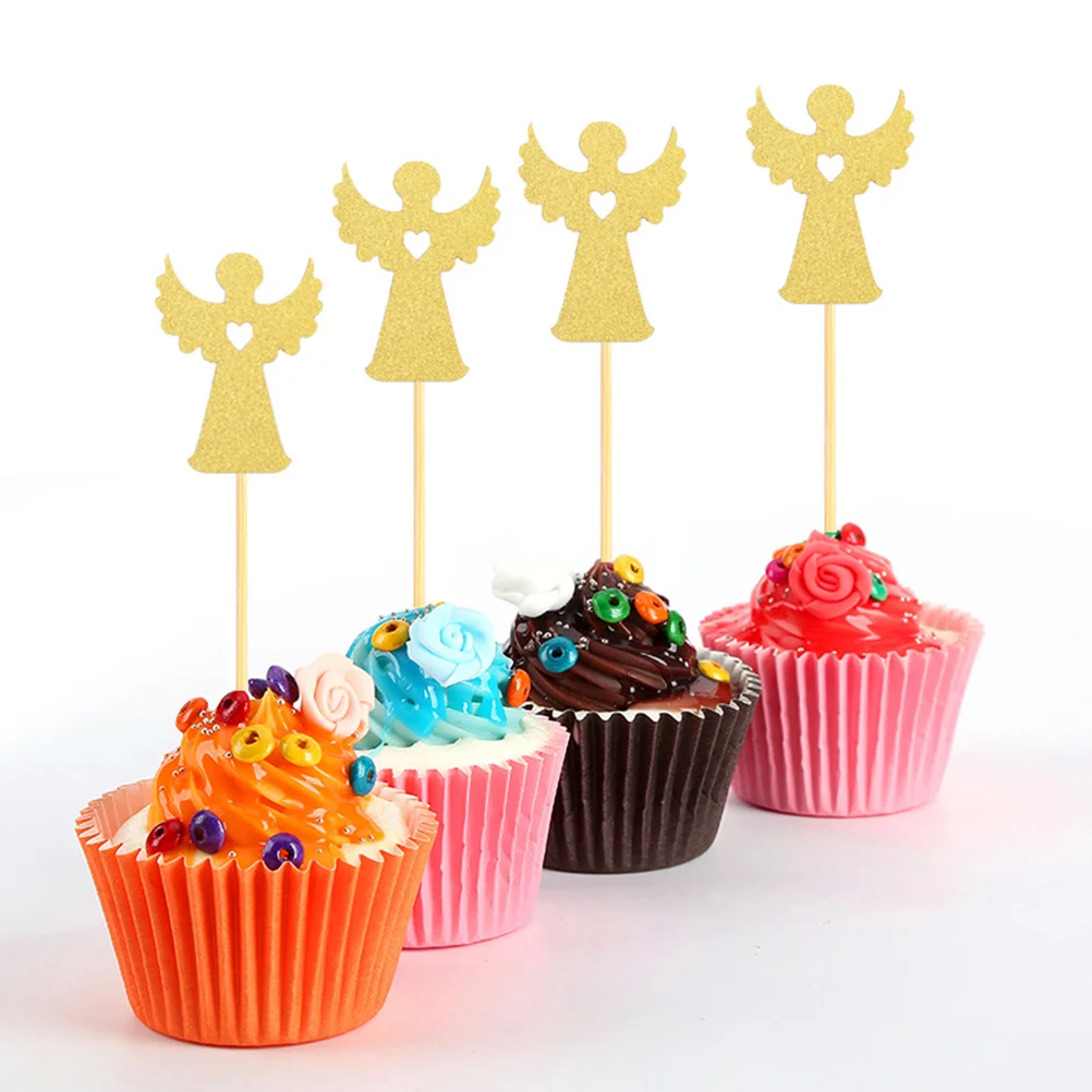 

Cross And Angel Shape Cake Topper Glittering Cake Picks Cupcake Toppers Decor Party Supplies For Wedding Birthday Festival