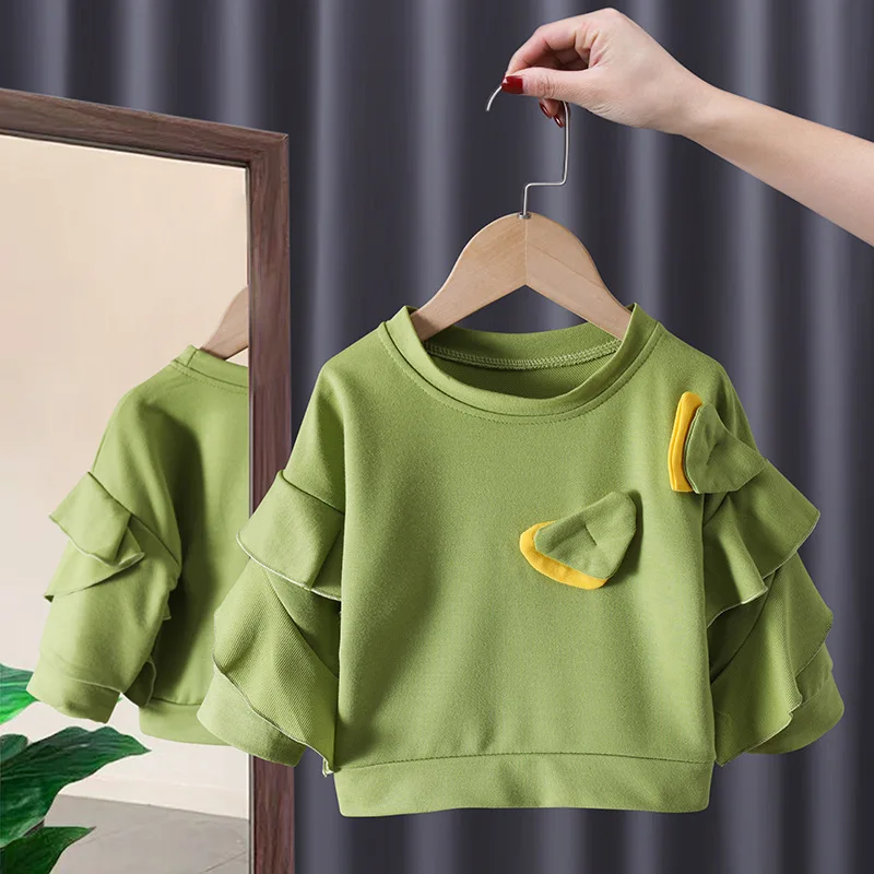 

2023 Spring Autumn Children Boys Shirt Cotton Ruffles Collar Patchwork Tops Loose Stretch Pullover Infant Boys Shirt