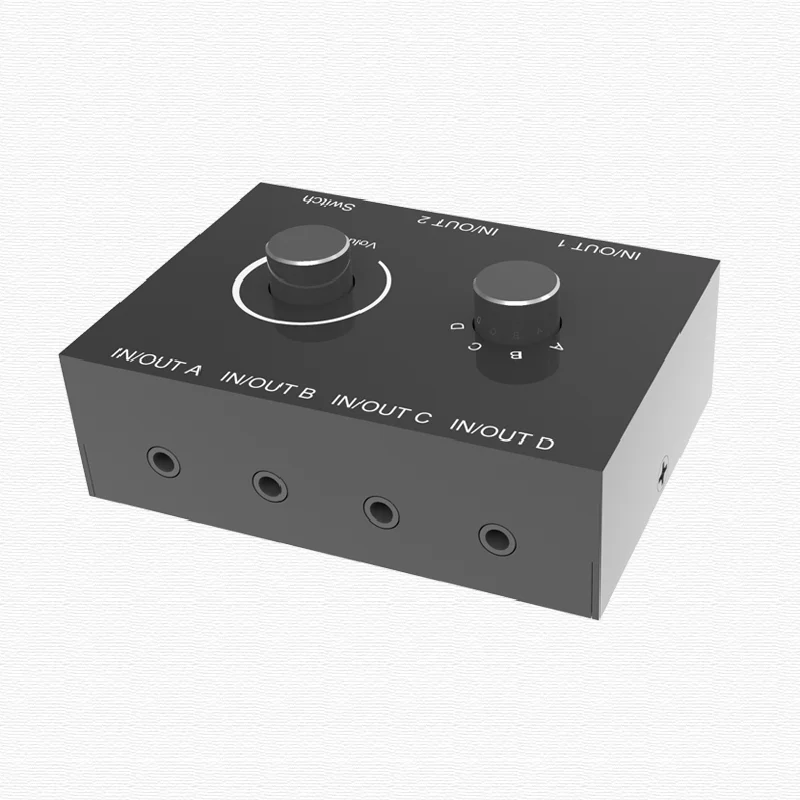 Switcher Audio Stereo Dual Way Da 3.5Mm Splitter Switcher Audio Stereo Bidirezionale 4 In 2 Out O 2 In 4 Out Con Controllo Del Volume
