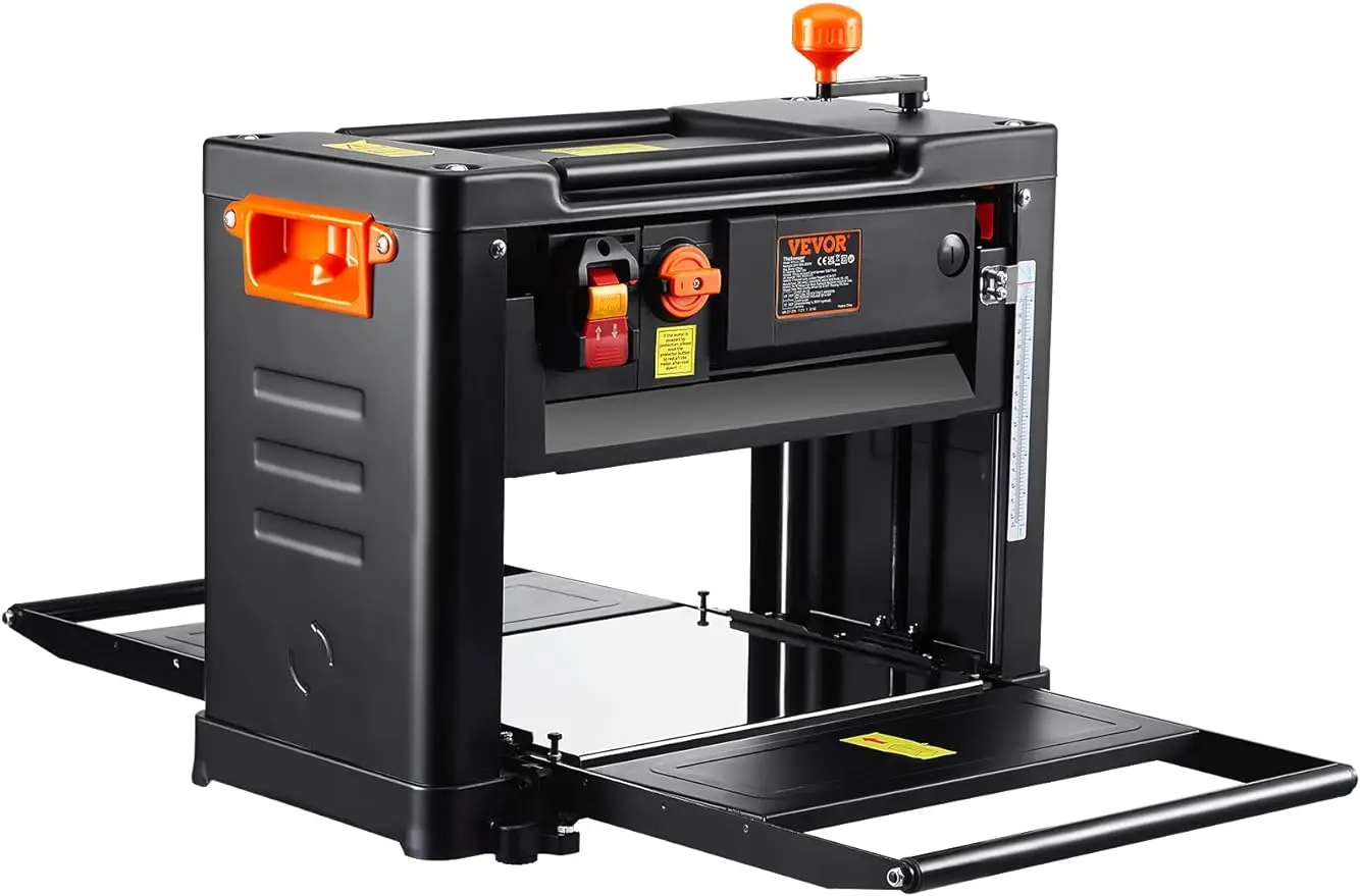 

VEVOR Power Benchtop Planers, Three-Blade, Two Speed, 13" Width Worktable Thickness Planer with Extended Infeeding Table