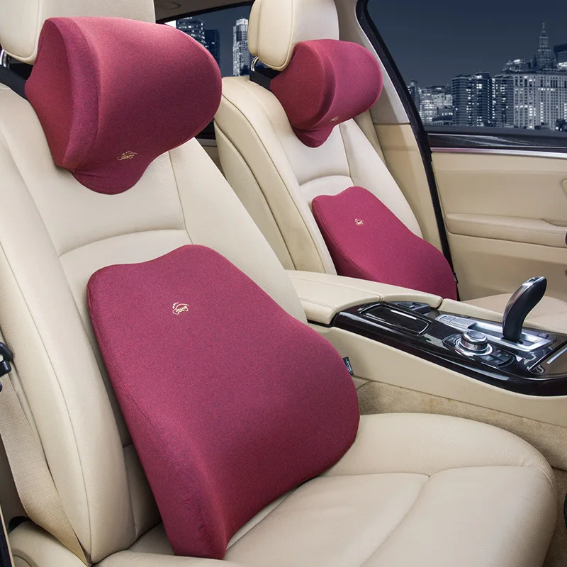 CarLumbarSupportCarNeckPillowSetMemoryCottonHeadrestWaist