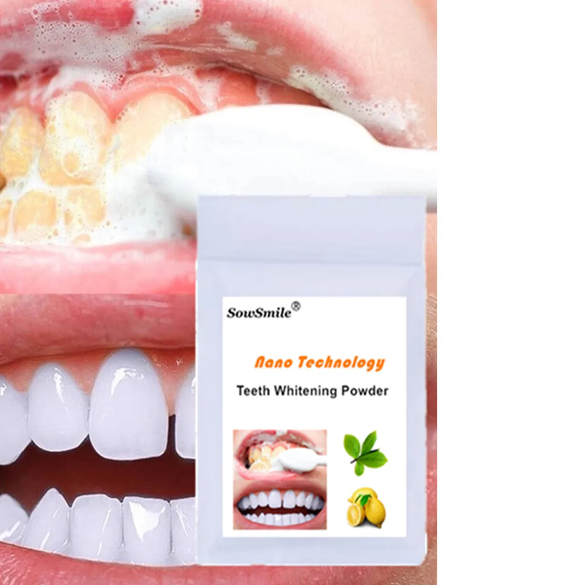 

Nano Technology Dental Care Oral Hygiene Whitening Tooth 20g Remove Smoke Stains Coffee Tea Freshen Dad Breath Powder