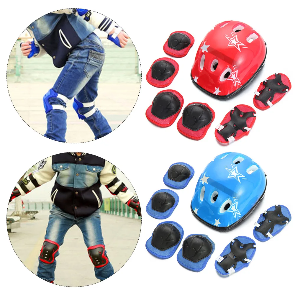 7Pcs/Set Children Knee Protection Roller Skating Helmet Protector Skateboard Balance Car Wrist