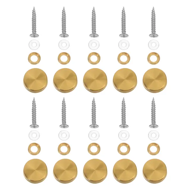 10 ชุดสกรูสแตนเลสแบบมีฝาครอบตกแต่ง ขนาด 16 มม. สกรูยึดแผงกระจก สกรูยึดกระจกแบบฝัง สำหรับเฟอร์นิเจอร์ 1