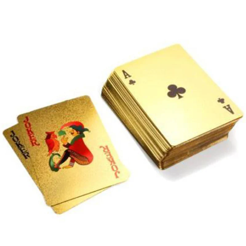 New Luxury 24K Gold Plated Foil Playing Cards Poker Deck with Red Box Set Gift