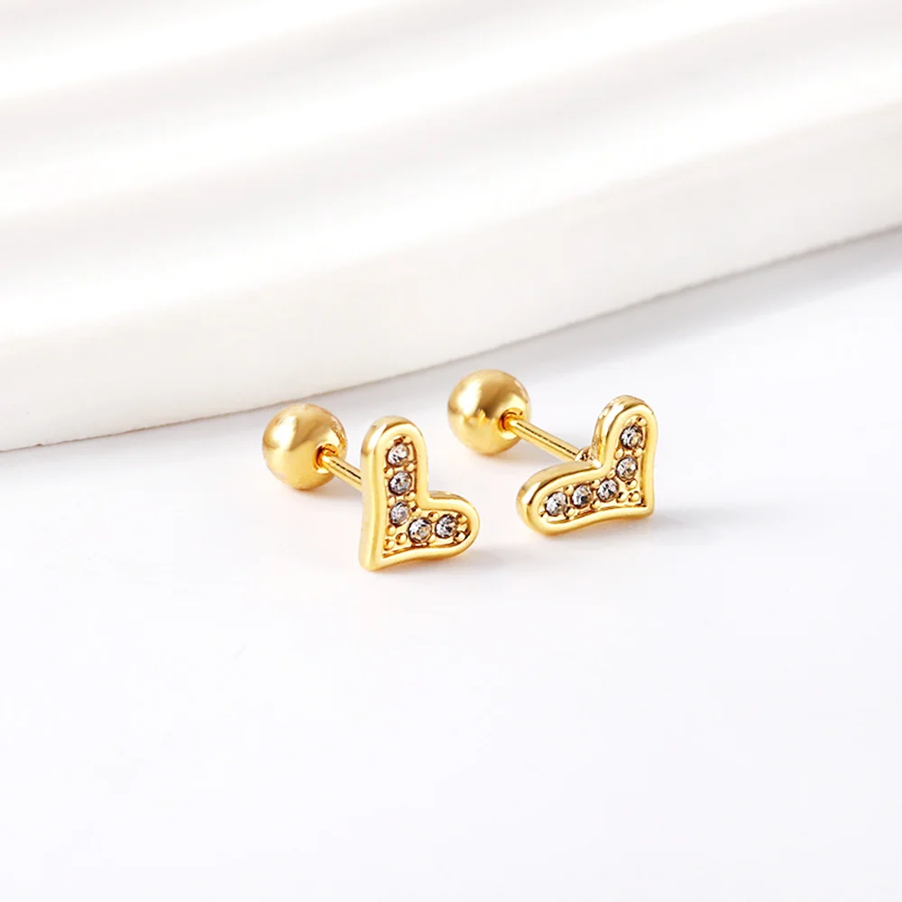 LUXUKISSKIDS 12Pairs/Lots Earrings Tiny Heart Charms New In Korean Trendy Woman 2023 Luxury Cubic Zirconia Small Love Shape Stud