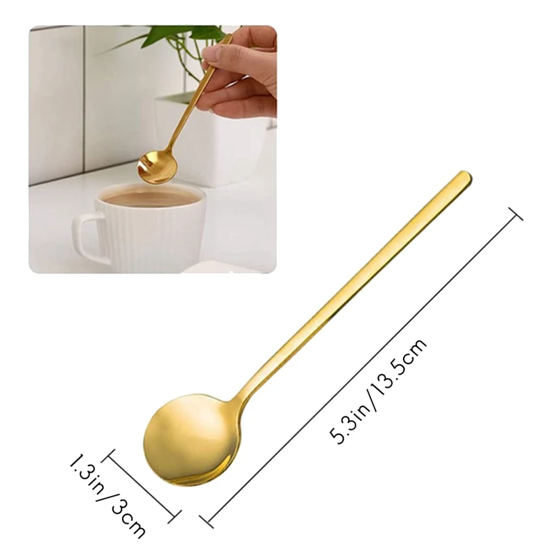 Stainless Steel 10 Pcs Espresso Spoons Teaspoons For Coffee Sugar Dessert Cake Ice Cream Soup Antipasto (Gold) stainless steel spoon tea spoon